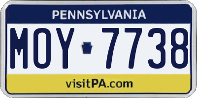 PA license plate MOY7738