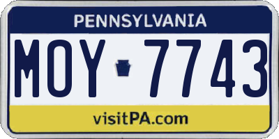 PA license plate MOY7743