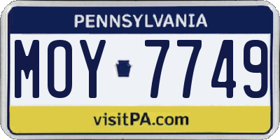 PA license plate MOY7749