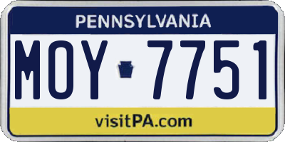 PA license plate MOY7751