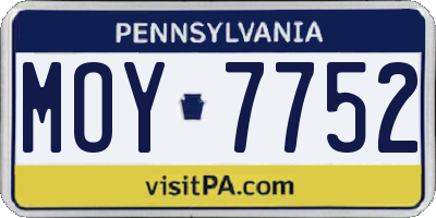 PA license plate MOY7752