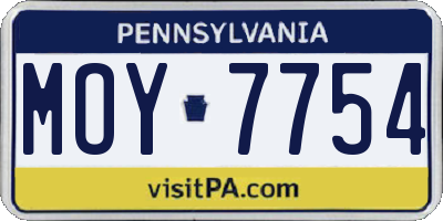 PA license plate MOY7754