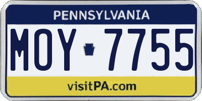 PA license plate MOY7755
