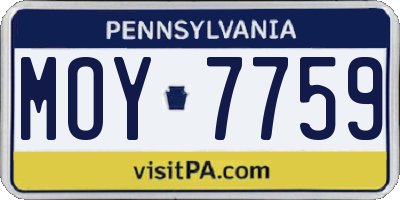 PA license plate MOY7759