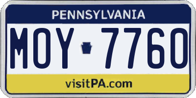 PA license plate MOY7760