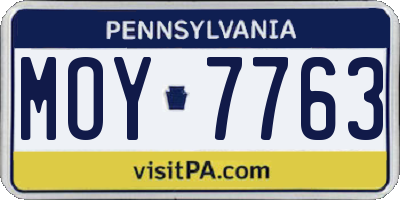 PA license plate MOY7763