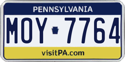 PA license plate MOY7764