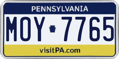 PA license plate MOY7765