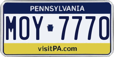 PA license plate MOY7770