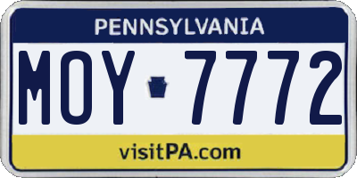 PA license plate MOY7772