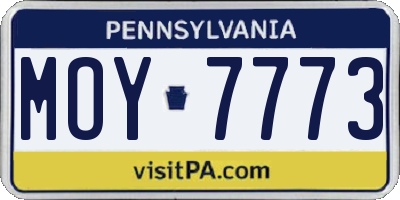 PA license plate MOY7773