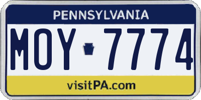PA license plate MOY7774