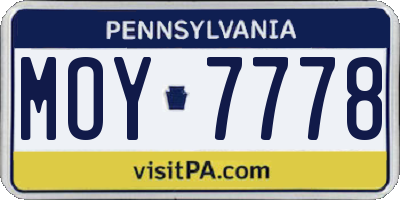 PA license plate MOY7778