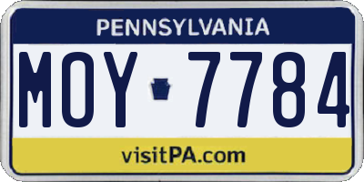 PA license plate MOY7784