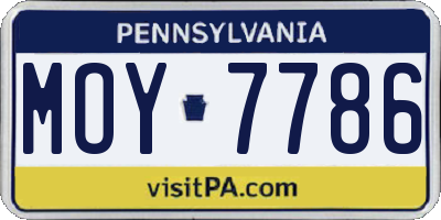 PA license plate MOY7786