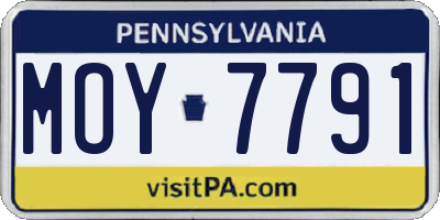 PA license plate MOY7791