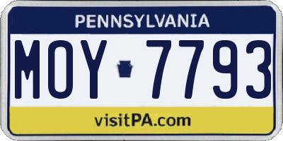 PA license plate MOY7793