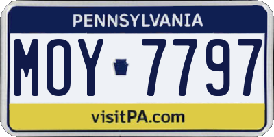 PA license plate MOY7797
