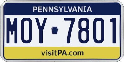 PA license plate MOY7801