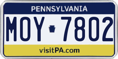 PA license plate MOY7802