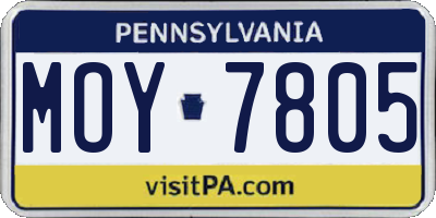 PA license plate MOY7805