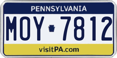 PA license plate MOY7812