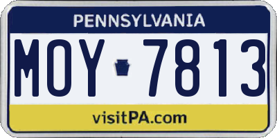 PA license plate MOY7813