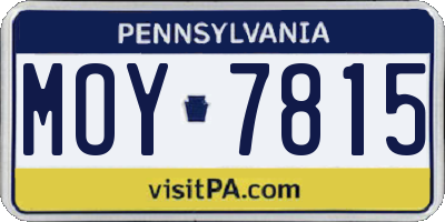 PA license plate MOY7815