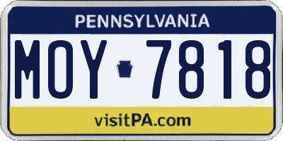 PA license plate MOY7818