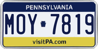 PA license plate MOY7819