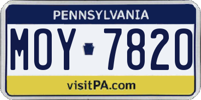 PA license plate MOY7820