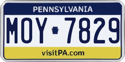 PA license plate MOY7829