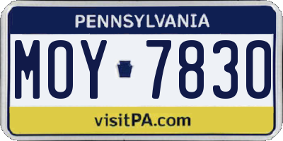 PA license plate MOY7830