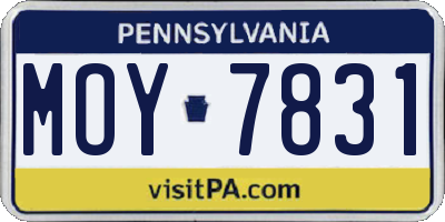 PA license plate MOY7831