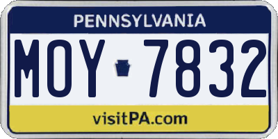 PA license plate MOY7832