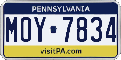 PA license plate MOY7834