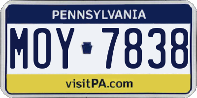 PA license plate MOY7838