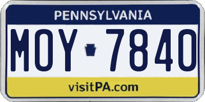 PA license plate MOY7840