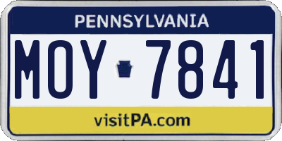 PA license plate MOY7841