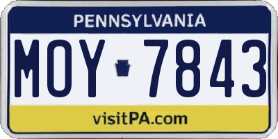 PA license plate MOY7843
