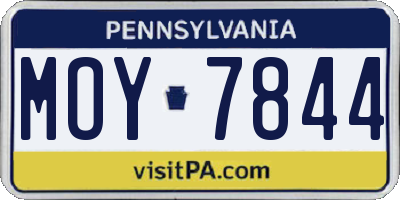 PA license plate MOY7844