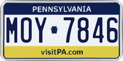 PA license plate MOY7846