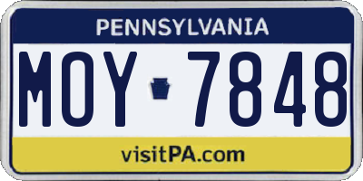 PA license plate MOY7848
