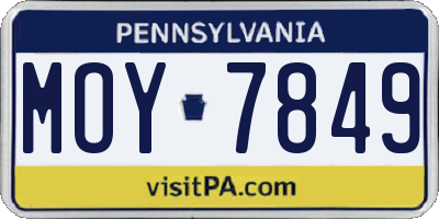 PA license plate MOY7849