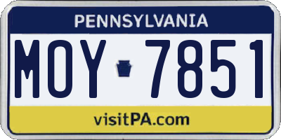 PA license plate MOY7851