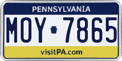 PA license plate MOY7865
