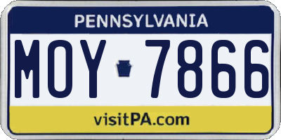 PA license plate MOY7866