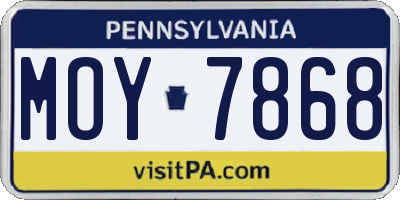 PA license plate MOY7868