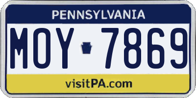 PA license plate MOY7869