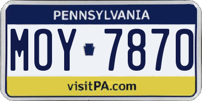 PA license plate MOY7870